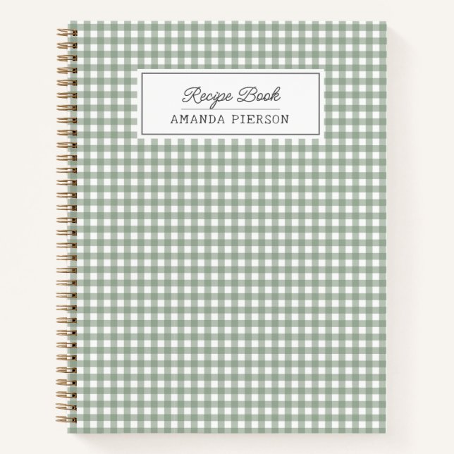 Cute Green Plaid Personnalisé Family Recette Livre (Devant)