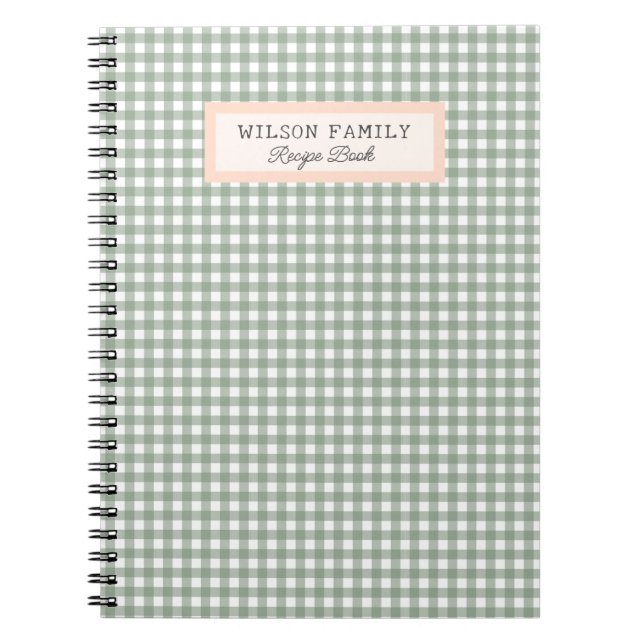 Cute Green Plaid Personnalisé Family Recette Livre (Devant)