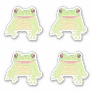 Cute Green Tree Frog - 4x autocollant coupe person