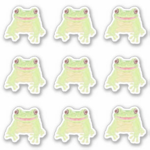 Cute Green Tree Frog - 9x autocollants taillés sur