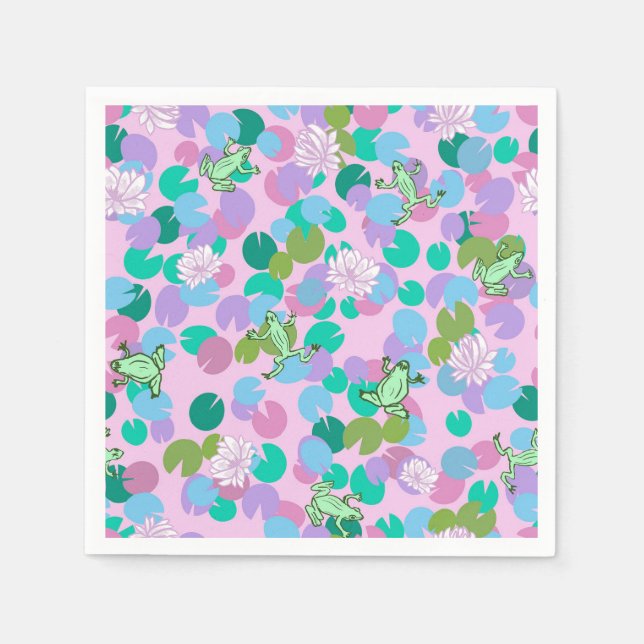 Cute grenouille art serviettes en papier avec arri (Devant)