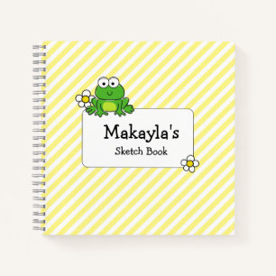 Cute grenouille Carnet spiral jaune et blanc