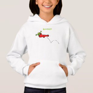 Cute grenouille dans une chaussette rouge saut de