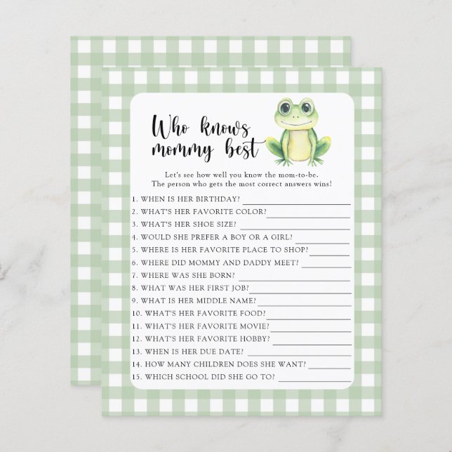 Cute grenouille - Qui connaît maman mieux (Devant / Derrière)