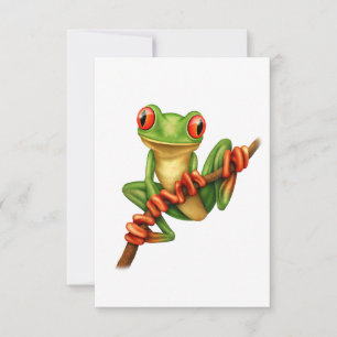 Cute Grenouille verte sur une branche