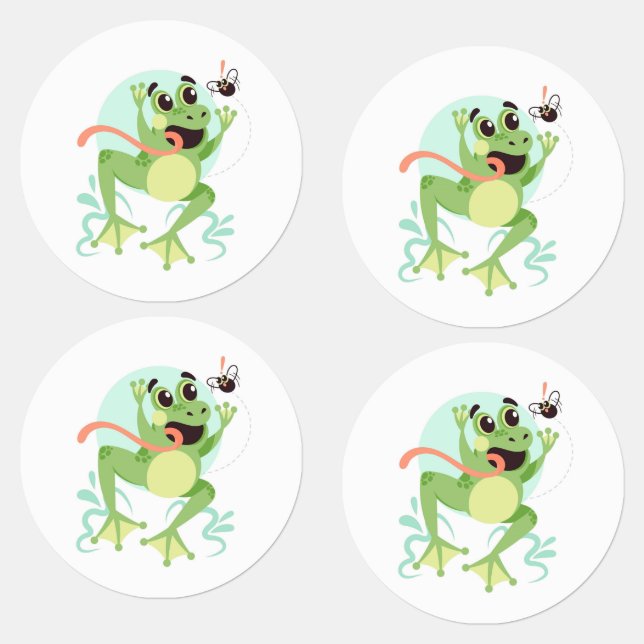 Cute grenouilles caricaturales Étiquettes (Groupe)