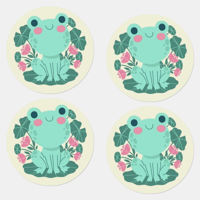 Cute grenouilles caricaturales Étiquettes (Groupe)