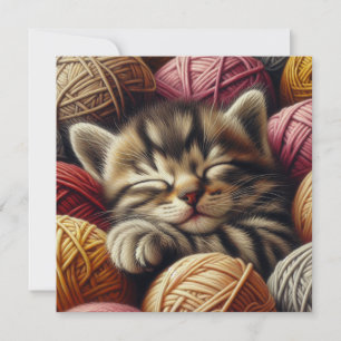 Cute Grey Kitten Napping dans les boules de fils