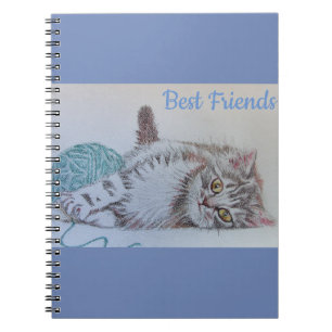 Cute Grey Tabby Chat Kitten Meilleur Carnet d'amis