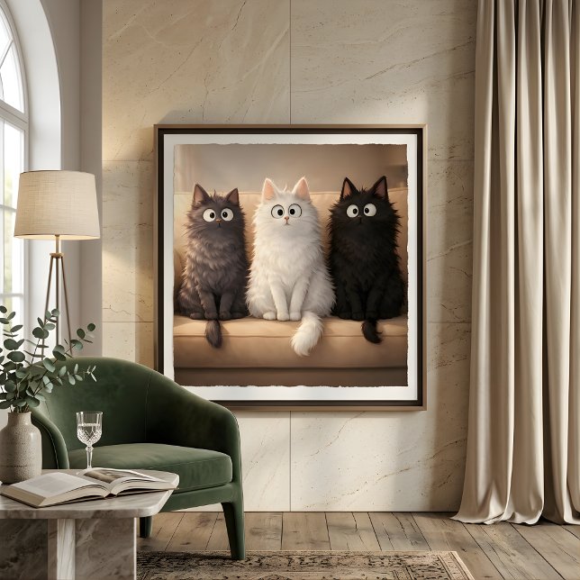 Cute Grey, White & Black Kittens Wall Art Poster (Créateur téléchargé)