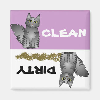 Cute Gris Chat Nettoyer Lave-Vaisselle sale Magnet