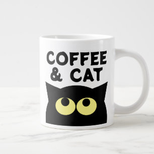 Cute grosse grosse grosse tasse de café chat noir