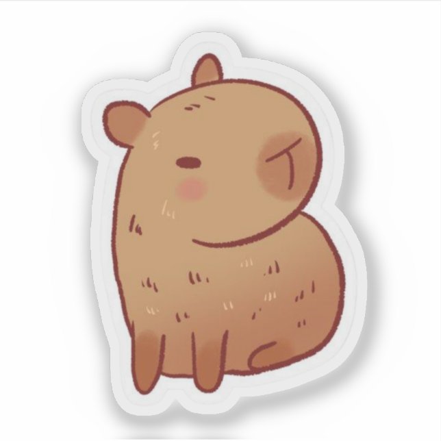 Cute Grumpy Capybara Kawaii Cartoon Sticker (Devant)
