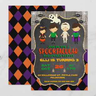Cute Halloween Chalkboard Invitation d'anniversair
