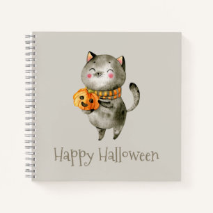 Cute Halloween Chat avec Citrouille Carnet