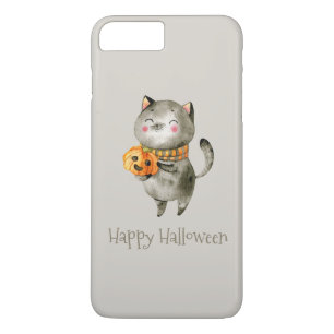 Cute Halloween Chat avec Citrouille Coque de tél