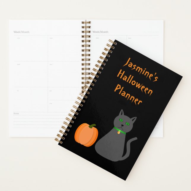Cute Halloween Chat et Citrouille Personnalisé (Devant avec enveloppe)