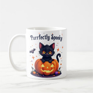 Cute halloween chat noir citrouille mug