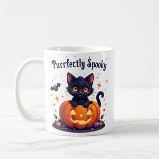 Cute halloween chat noir citrouille mug