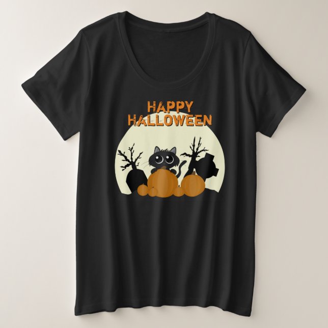 Cute Halloween Chat noir Éffrayant (Design devant)