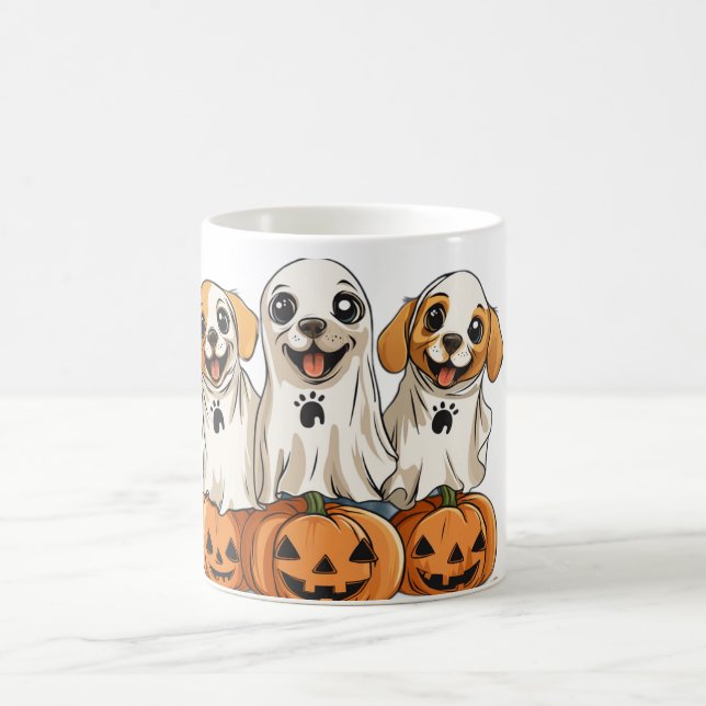 Cute Halloween Chiots fantômes Mug (Centre)