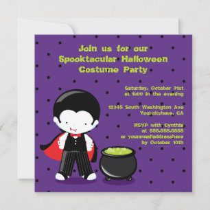 Cute Halloween costume vampire invitation