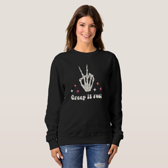 Cute Halloween Creep It Real Sweatshirt (Devant entier)