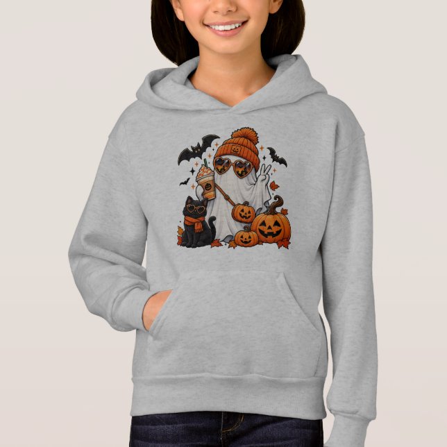 Cute Halloween Ghost & Black Cat – Spooky Autumn (Devant)