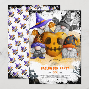 Cute Halloween gnomes invitation pour la fête des 