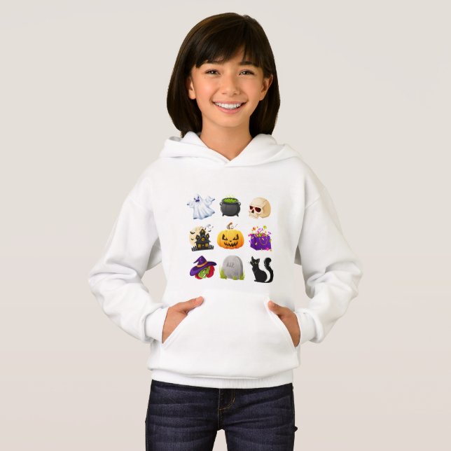 Cute Halloween Hoodie for Kids – Spooky Fun Ghost, (Devant entier)
