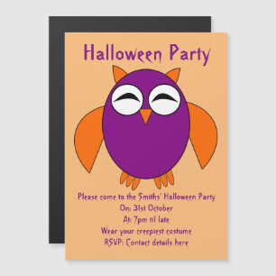 Cute Halloween Owl Invitations de la partie magnét