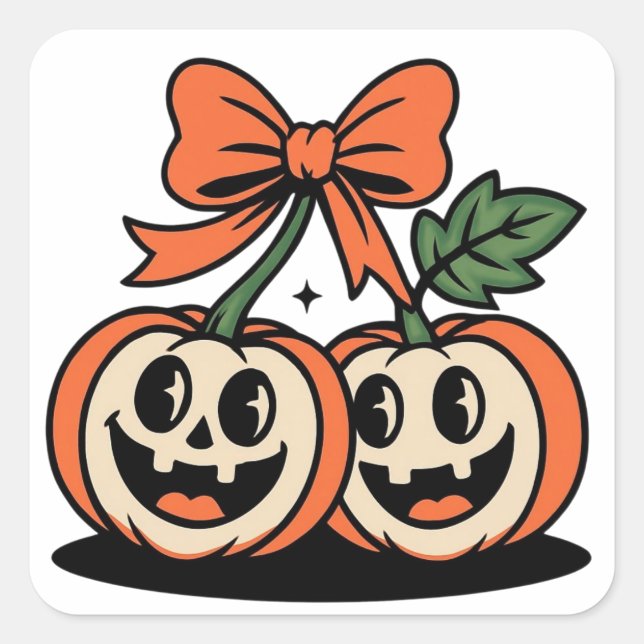 Cute Halloween Pumpkin Pair Sticker (Devant)