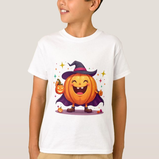 Cute halloween pumpkin witch t-shirt   (Devant)