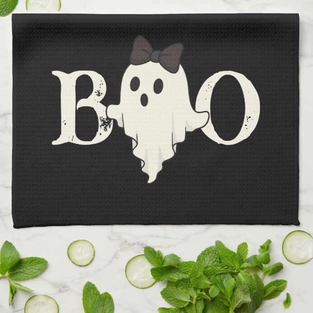 Cute Halloween Serviettes de cuisine - "Boo" Fantô (Plié)