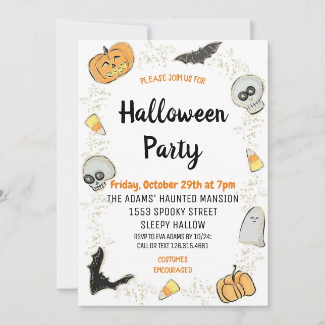 Cute Halloween Spooktacular Party Invitation (Devant)