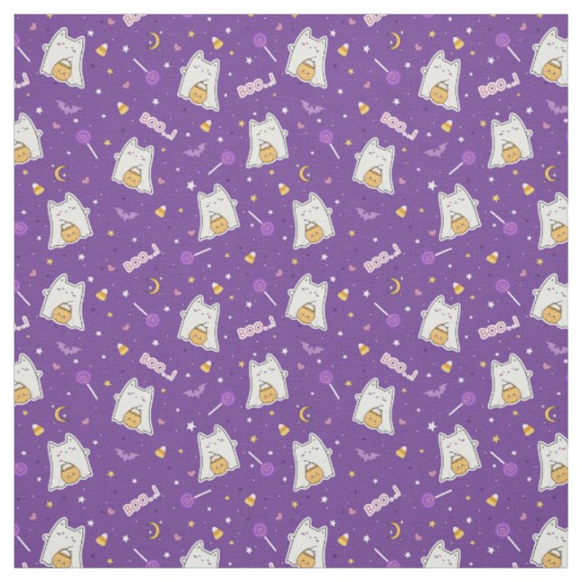 Cute Halloween Tissu Fantôme de chat (Échantillon)