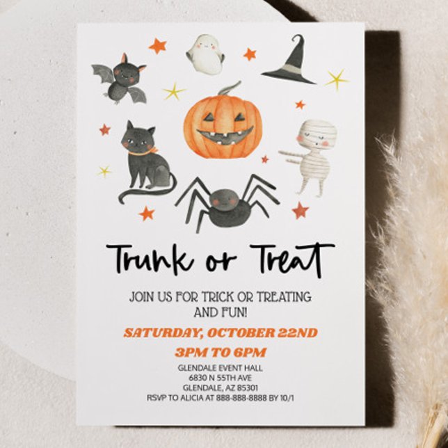 Cute Halloween Trunk ou Treat Party Invitation (Créateur téléchargé)