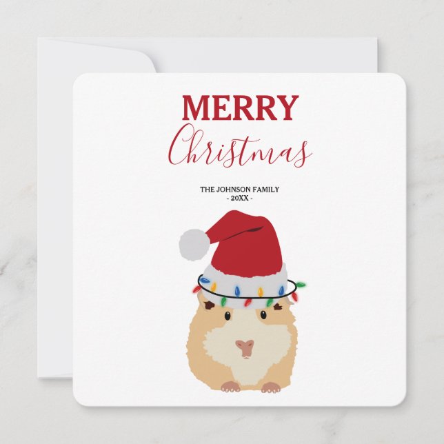 Cute Hamster Funny Animal Santa Chapeau Carte de N (Devant)