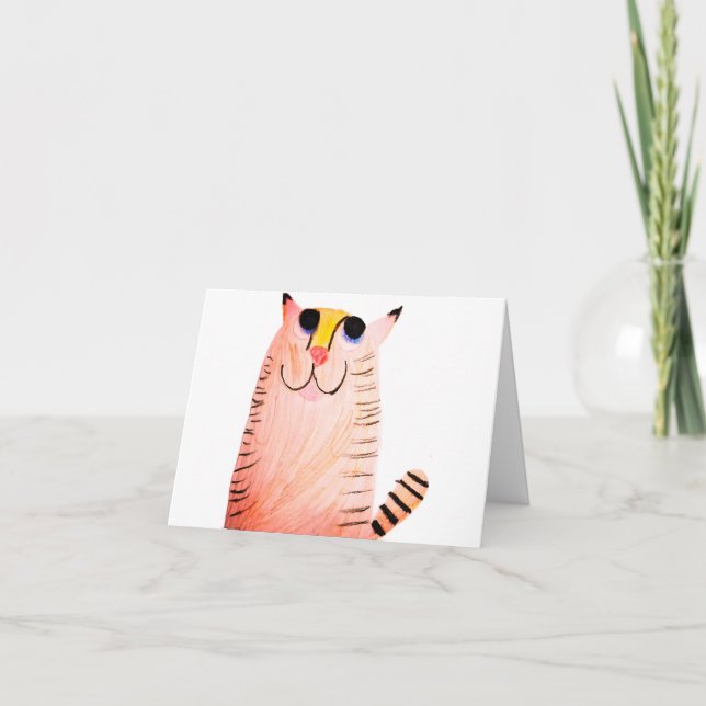 ​Cute Hand-Drawn Orange Tabby Cat Thank You Note (Devant)