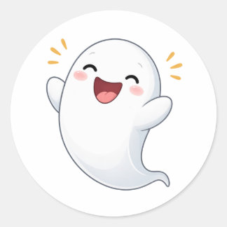 Cute Happy Cartoon Ghost Character Sticker
