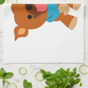 Cute Happy Cartoon Staffie Serviette de cuisine