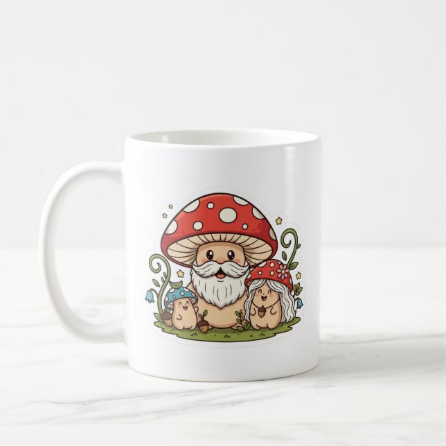 Cute Happy Champignons Famille Classique Mug (Gauche)