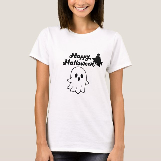 Cute Happy Halloween Ghost T-Shirt (Devant)