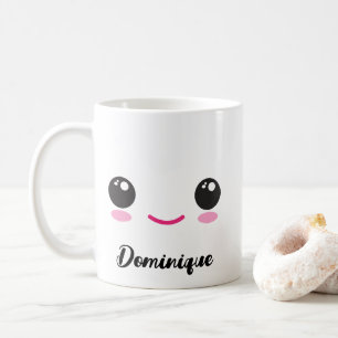 Cute Happy Kawaii Face - Nom Personnalisable Mug