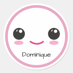 Cute Happy Kawaii Face - Sticker de nom personnali