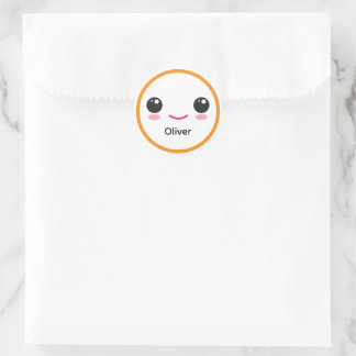 Cute Happy Kawaii Smile Custom Sticker Orange