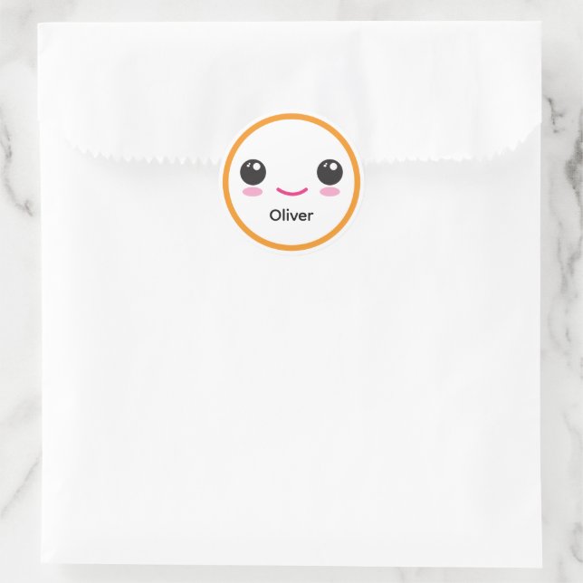 Cute Happy Kawaii Smile Custom Sticker Orange (Sac)