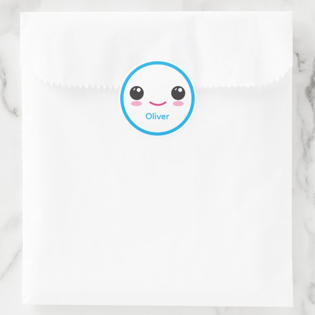Cute Happy Kawaii Smile Customizable Sticker Blue (Sac)