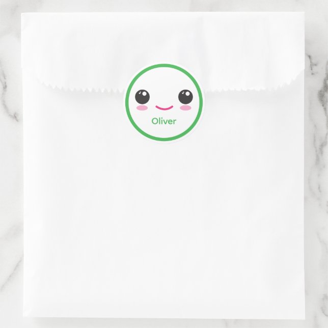 Cute Happy Kawaii Smile Customizable Sticker Green (Sac)