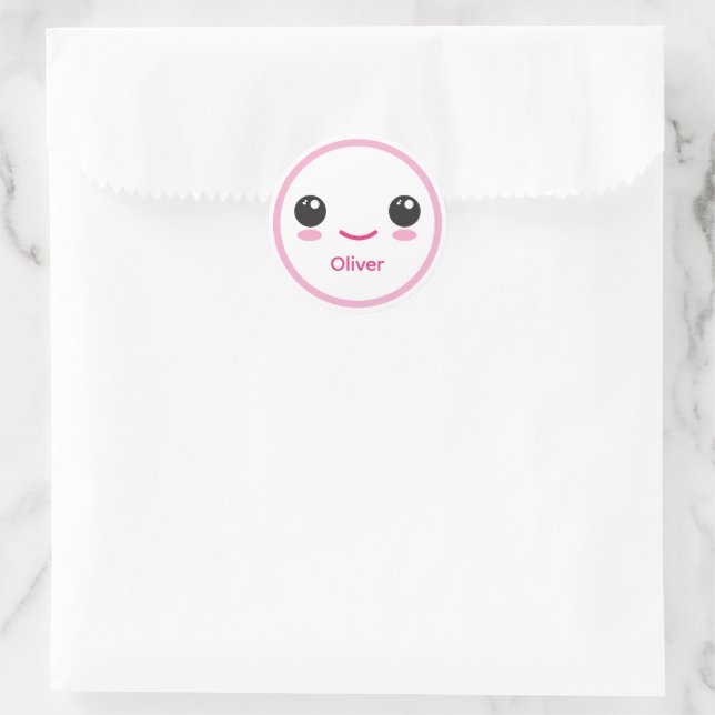 Cute Happy Kawaii Smile Customizable Sticker Pink (Sac)